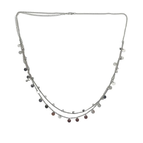 2/$30 Belly Chain Waist Chain Silver Tone Dual Layer NEW Circles Rhinestones - Picture 6 of 7